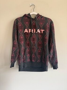 Ariat Dark Gray & Maroon Geometric Hoodie